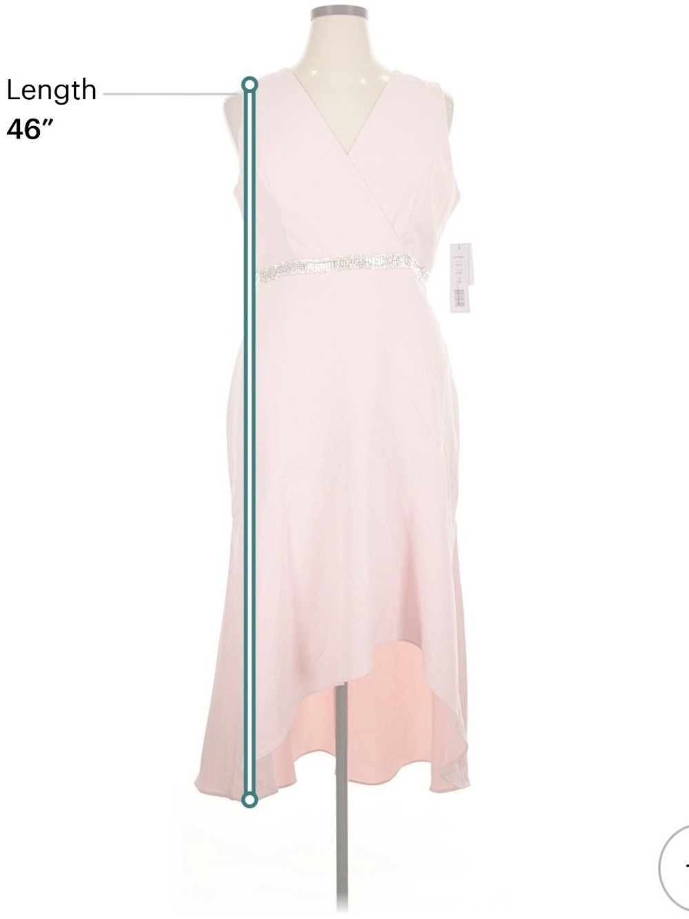 Sleeveless Blush Pink High-Low Dress with Beaded Waist